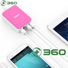 360 超级充电器 4口USB 电源适配器 苹果安卓兼容快充 智能分配电流 多用充电头